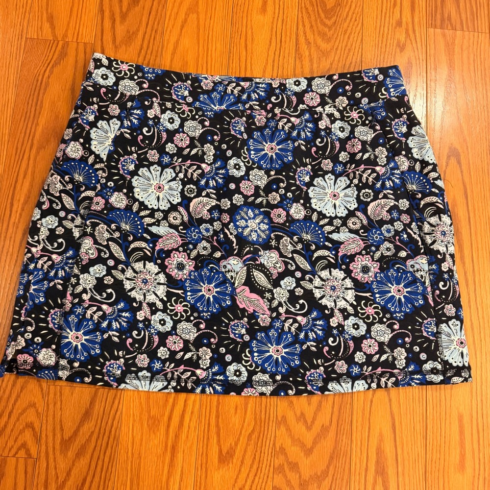 Talbots Womens Skort XLP Blue Floral Pockets Activewear Preppy